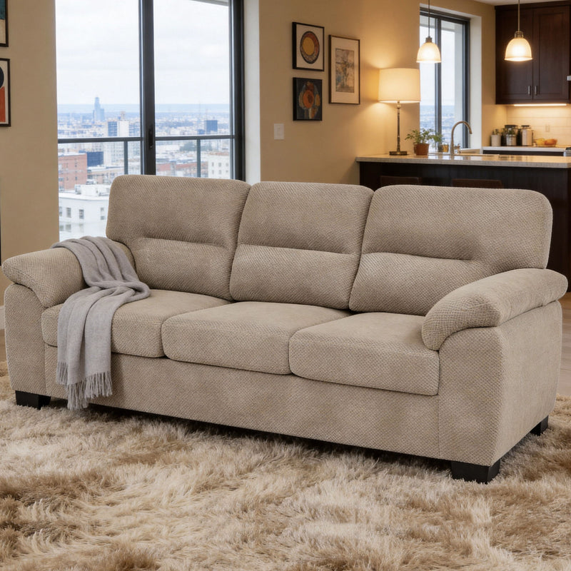 3 Seater Sofa With Padded Armrests And Triangular Leg