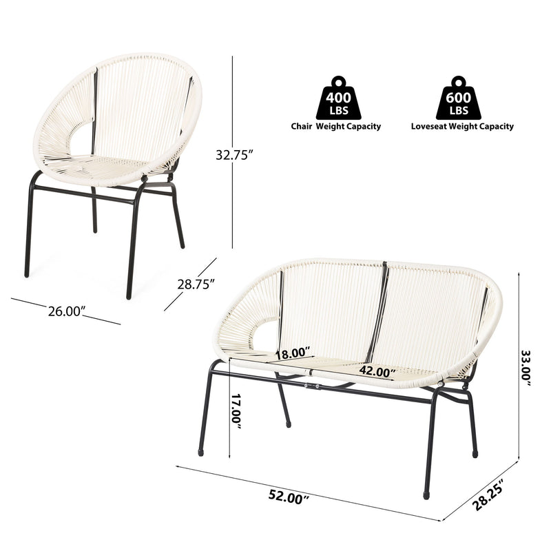 Nusa - Outdoor Patio 3 Piece Chat Set
