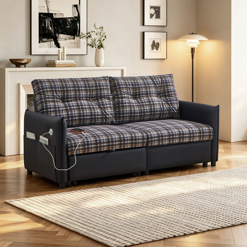 Sleeper Sofa, Expandable Sectional With Ottoman For Living Room