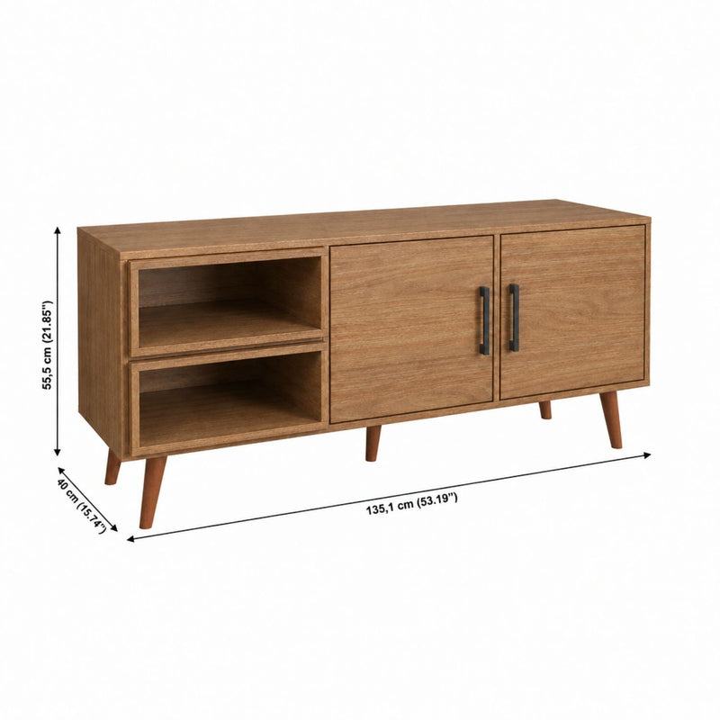 TV Stand For TVs Up To 60" With 2 Doors And 2 Open Shelves