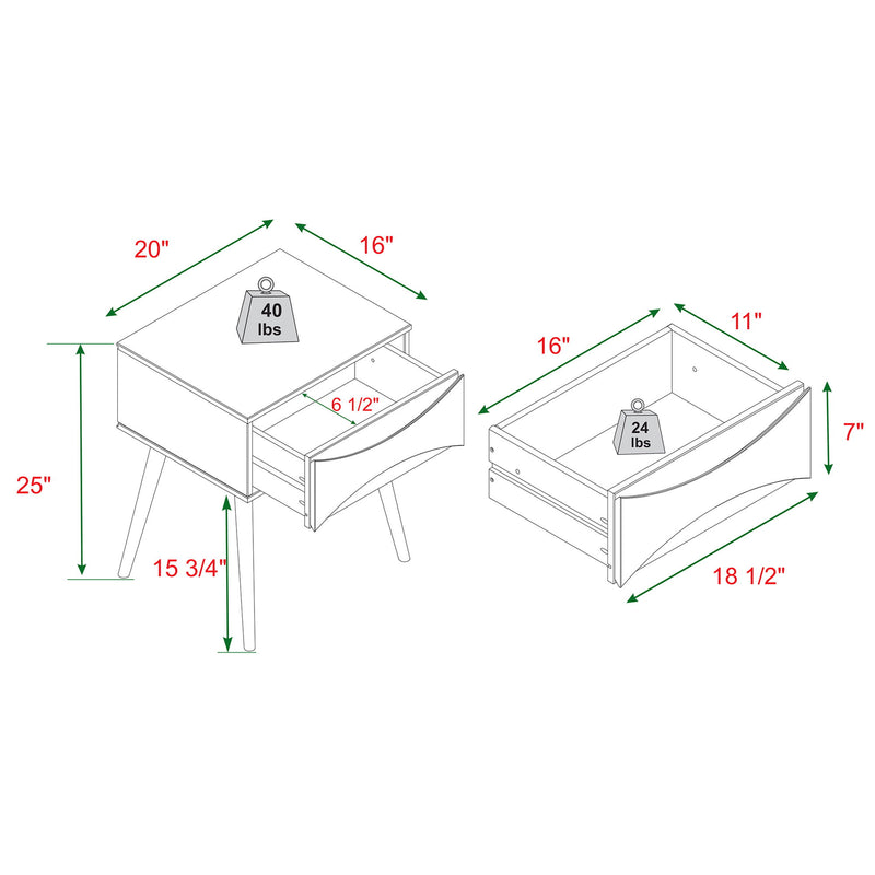 1 Drawer Nightstand - Walnut