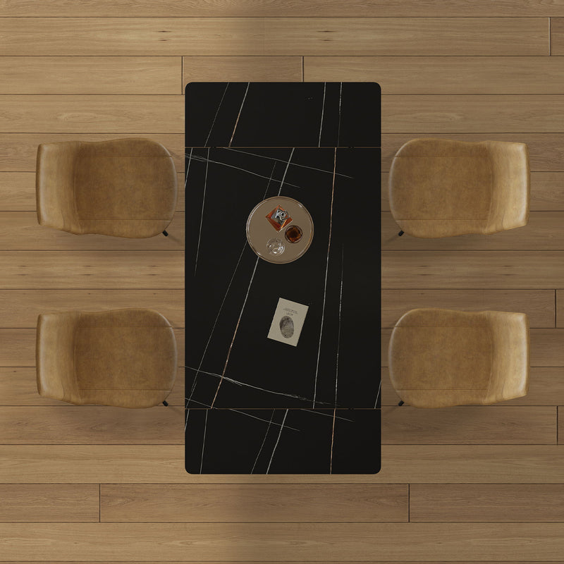 Retractable Sintered Stone Dining Table Set With Chairs