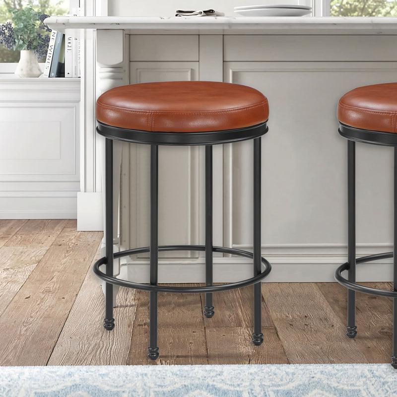 Michael - Backless Counter Height Stool With Padded Seat And Powder Coated Frame - Caramel