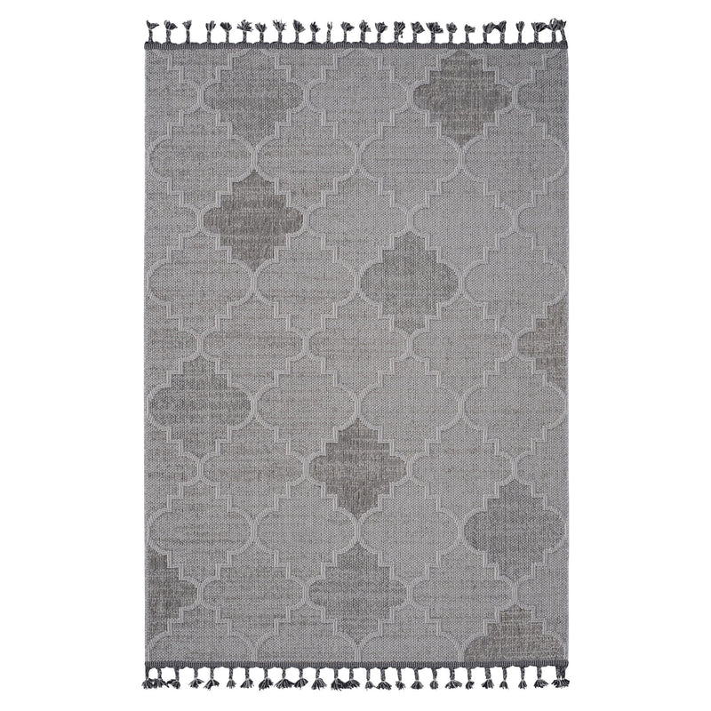 Guros - 8' X 10' Trellis Indoor / Outdoor Area Rug - White / Gray