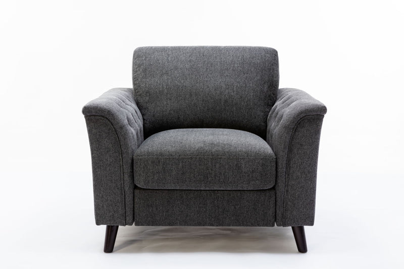 Stanton - Chair With Tufted Arms - Dark Gray