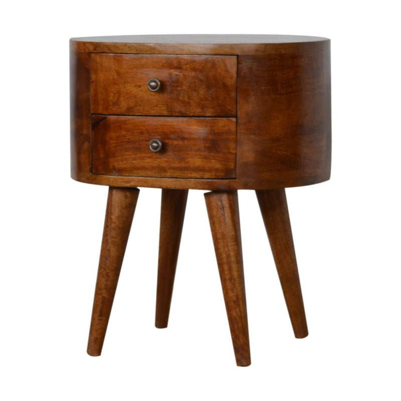 Rounded Bedside Table - Chestnut