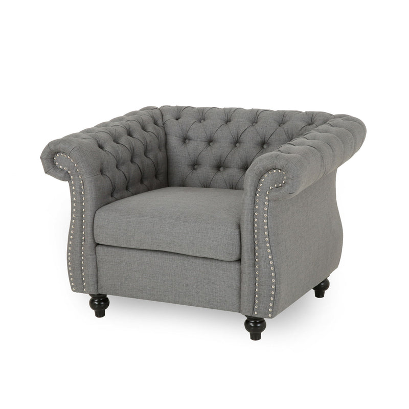 Nexuson - Upholstered Chesterfield Chair With Deep Tufted And Nailhead Trim