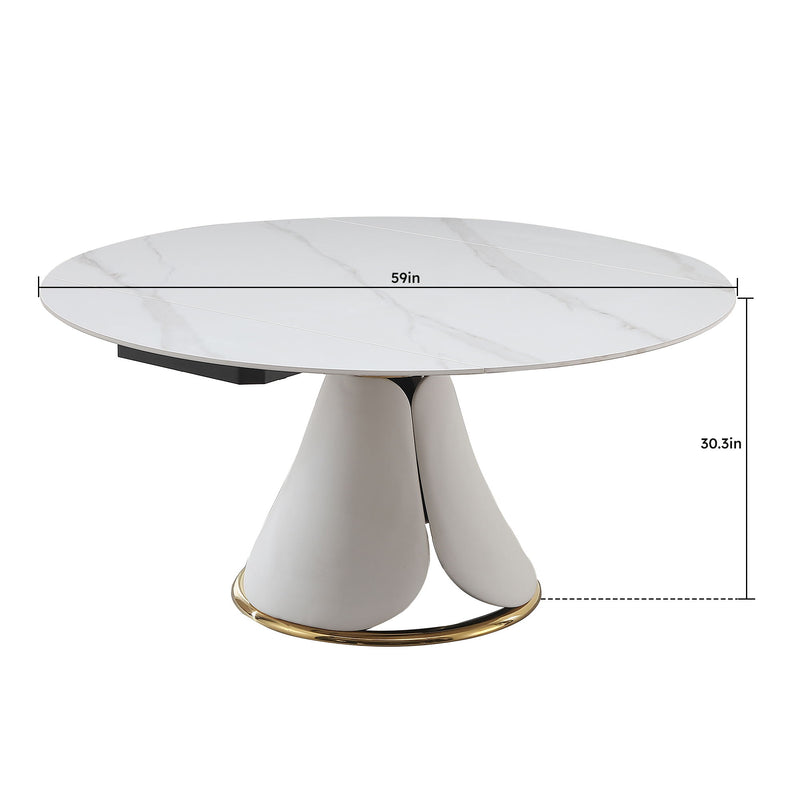 Fashion Modern Sintered Stone Dining Table With Retractable Function And Chairs