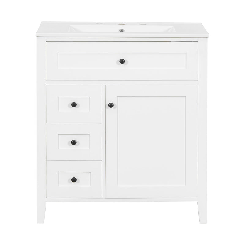 Modern Bathroom Vanity With Sink, 3 Drawers And Adjustable Shelf