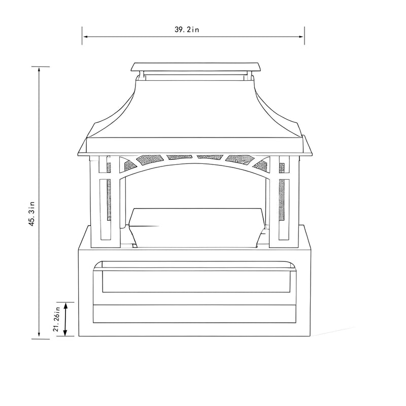 40" Wood Burning Fireplace, 50000 Btu Steel Fire Pit, Wood Burning Chimney For Outside Patio Deck Garden Backyard - Black