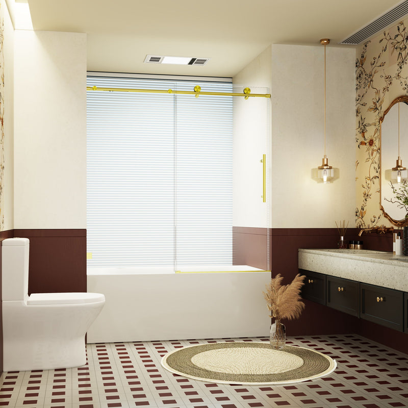 Frameless Single Sliding Soft Close Shower Doors, 5/16" Sgcc Tempered Glass