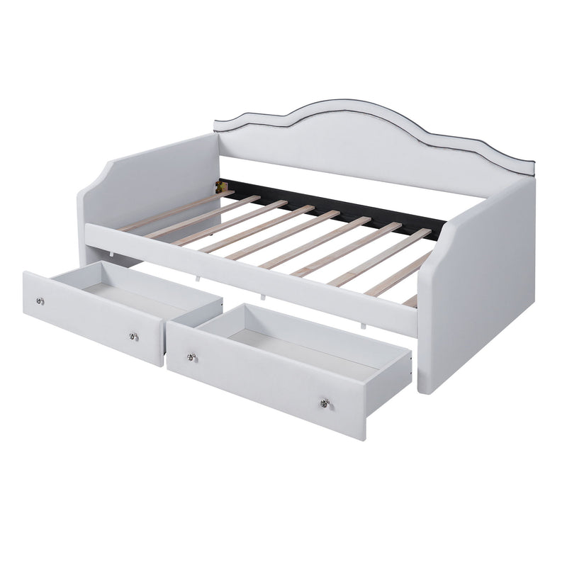 Upholstered Daybed With LED Lights And 2 Drawersme