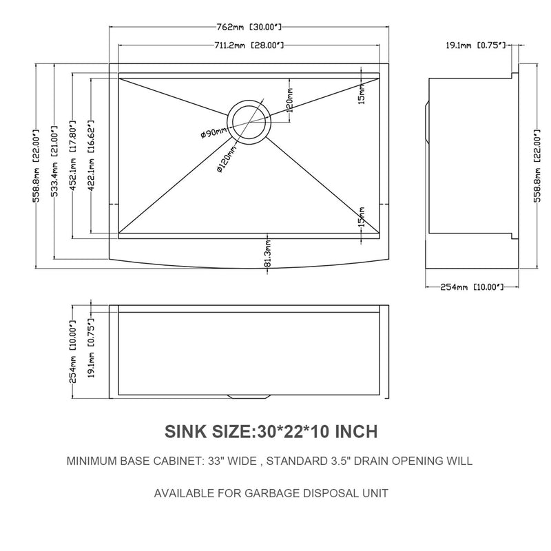 Classic Ceramic Farmhouse Sink Workstation Single Bowl With Durable Finish