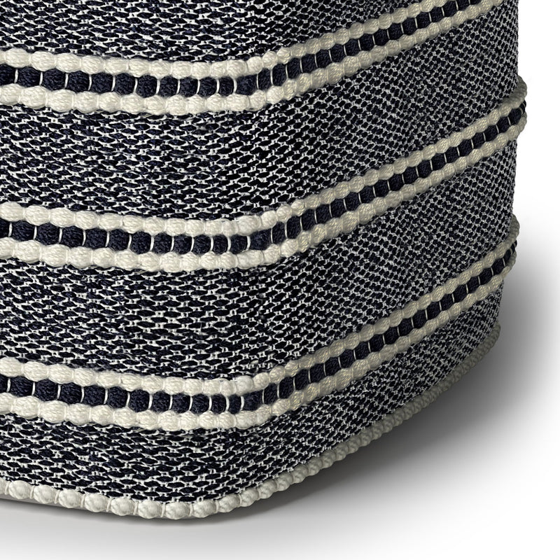 Corrie - Square Outdoor / Indoor Pouf - Navy / White