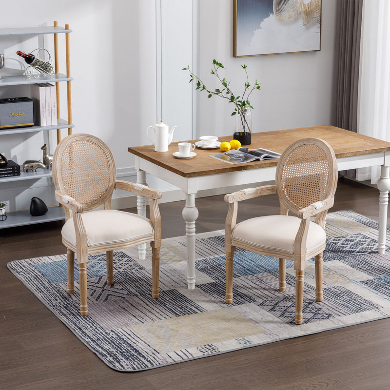 Upholstered Dining Armchair (Set of 2) - Beige