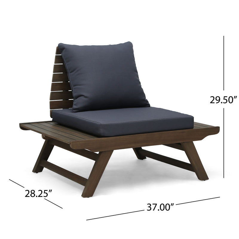 Aticus - 4 Person Outdoor Seating Group With Cushions, Slatted Club Chair - Dark Gray