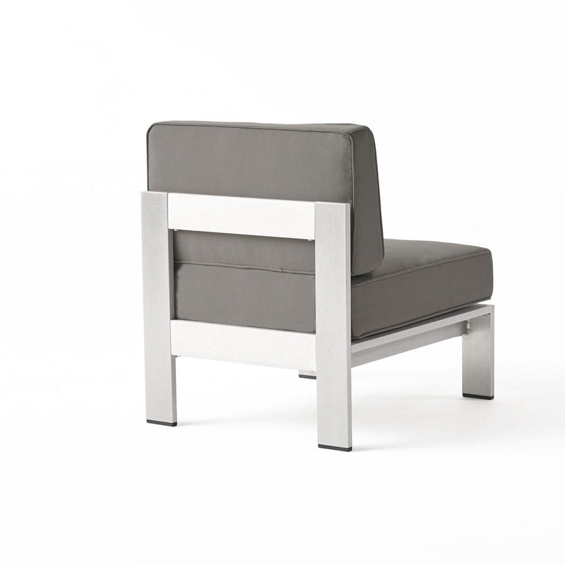 Outdoor Aluminum Armless Chair With Cushion - Silver