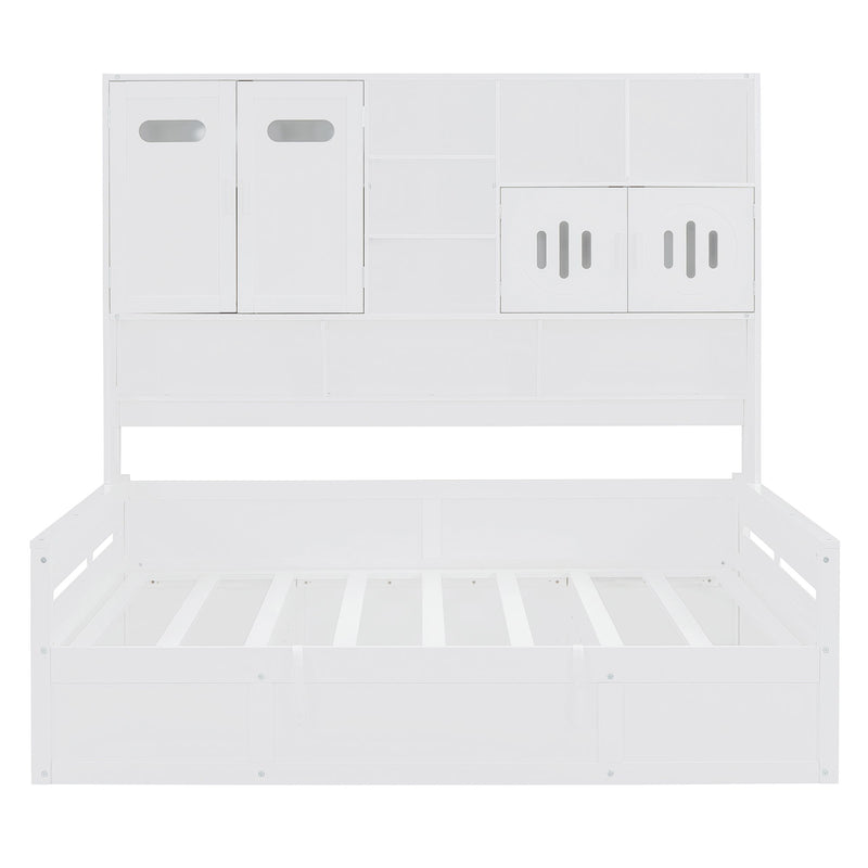 Daybed With All-In-One Cabinet And Shelf