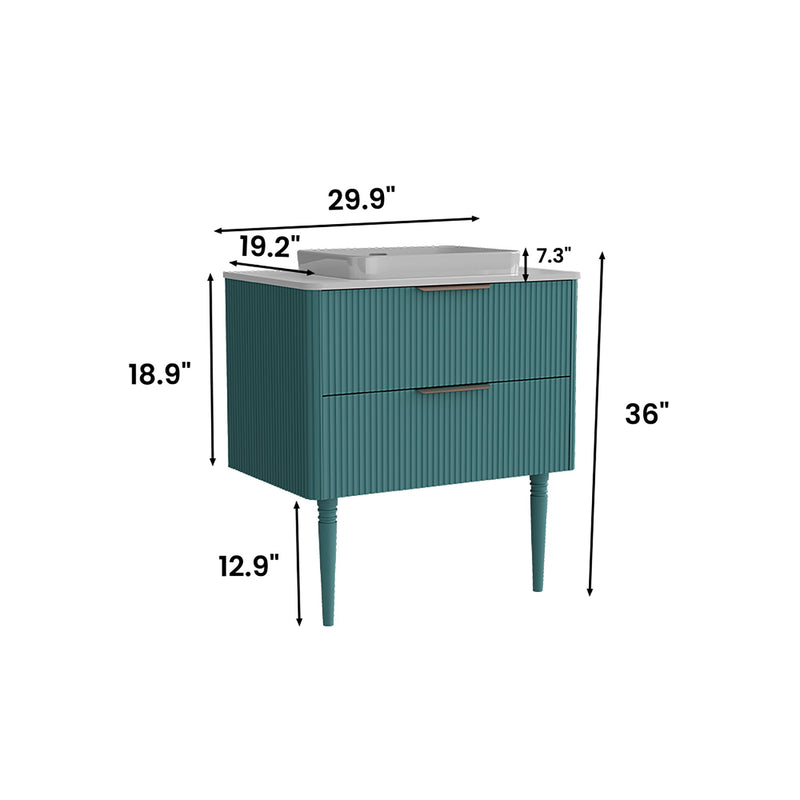 Elena - Modern Bathroom Vanity With Sink With Ample Storage, 2 Soft Close Drawers