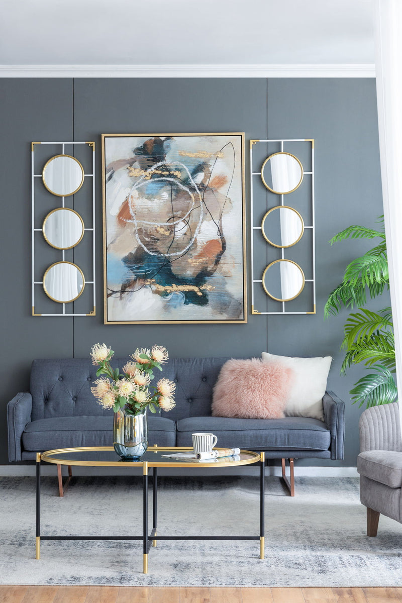 3 Mirror Piece Wall Mirror InRectangular Frame, Home Wall Decor For Bedroom Living Room