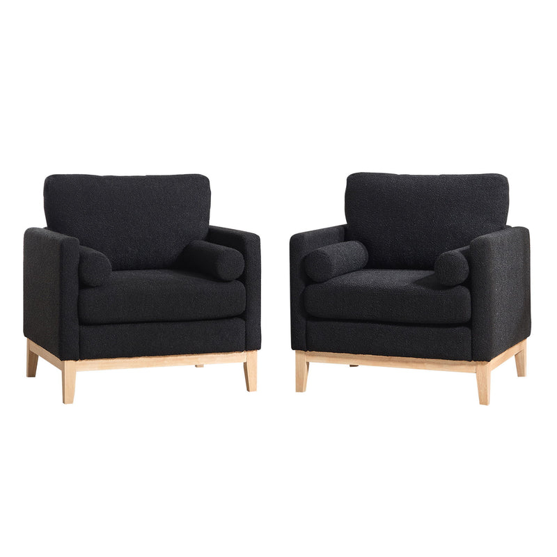 Wide Modern Performance Accent Chair With Natural Legs