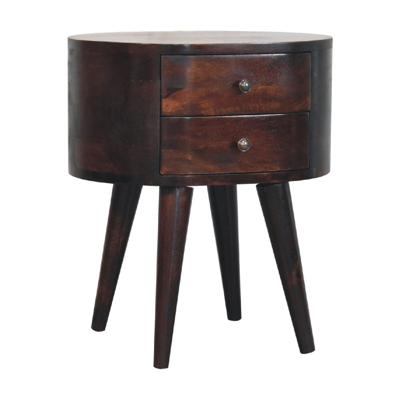 Rounded Bedside Table - Walnut