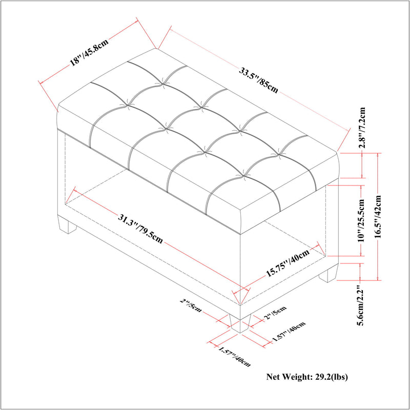 Sienna - Transitional Storage Ottoman Bench