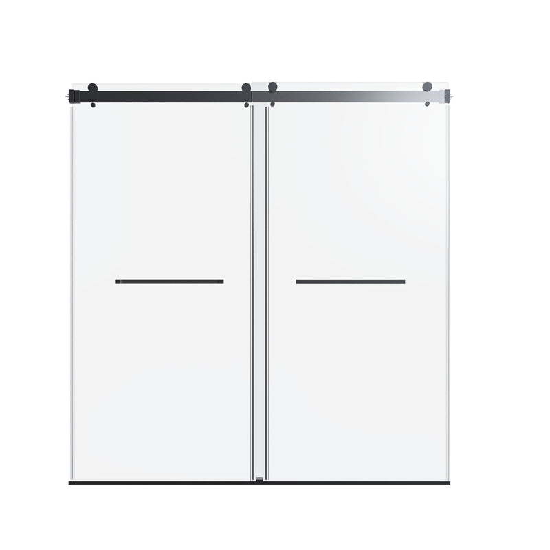 Frameless Double Sliding Soft-Close Shower Door, 3 / 8" (10Mm) Thick SGCC Tempered Glass Door, Matte