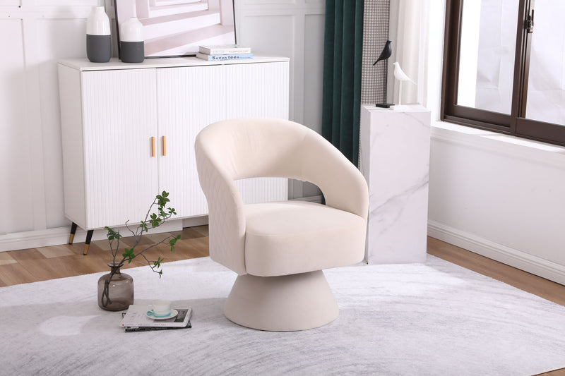 Round Barrel Swivel Accent Chair Armchair For Living Room