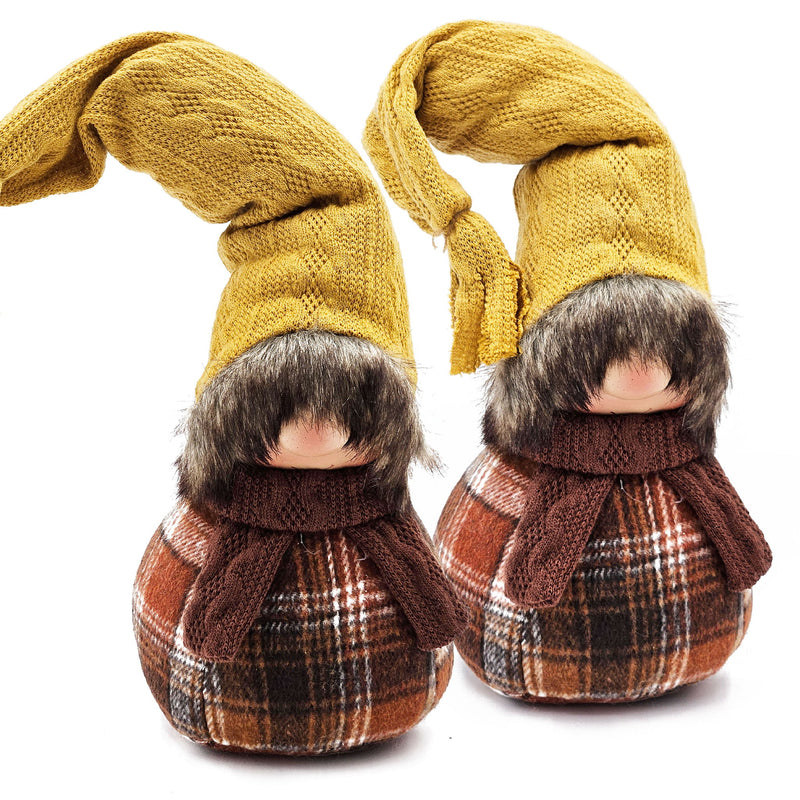 Gnomes Decorations, For Fall Thanksgiving Table Decorations (Set of 2) - Brown / Yellow