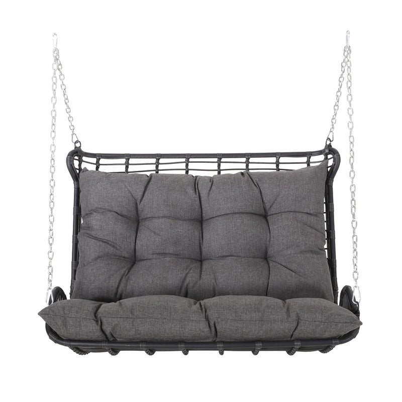 Arruda - Outdoor Wicker Porch Swing With Cushions