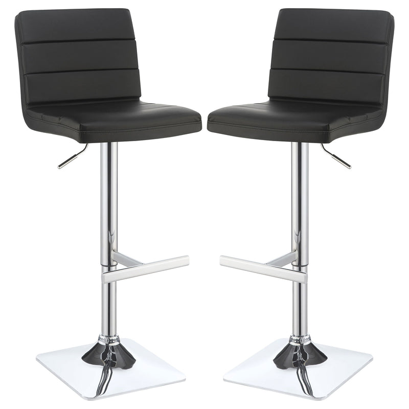 Adjustable Tufted Bar Stool (Set of 2) - Black
