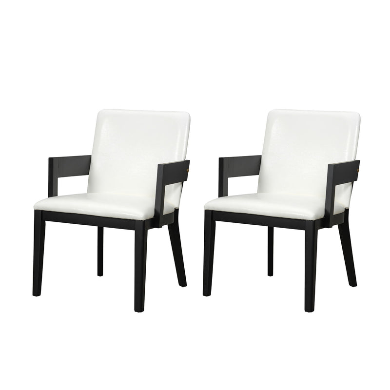 Modern Glossy Dining Chairs (Set of 2), Elegant Upholstery And Ergonomic Design - Black White