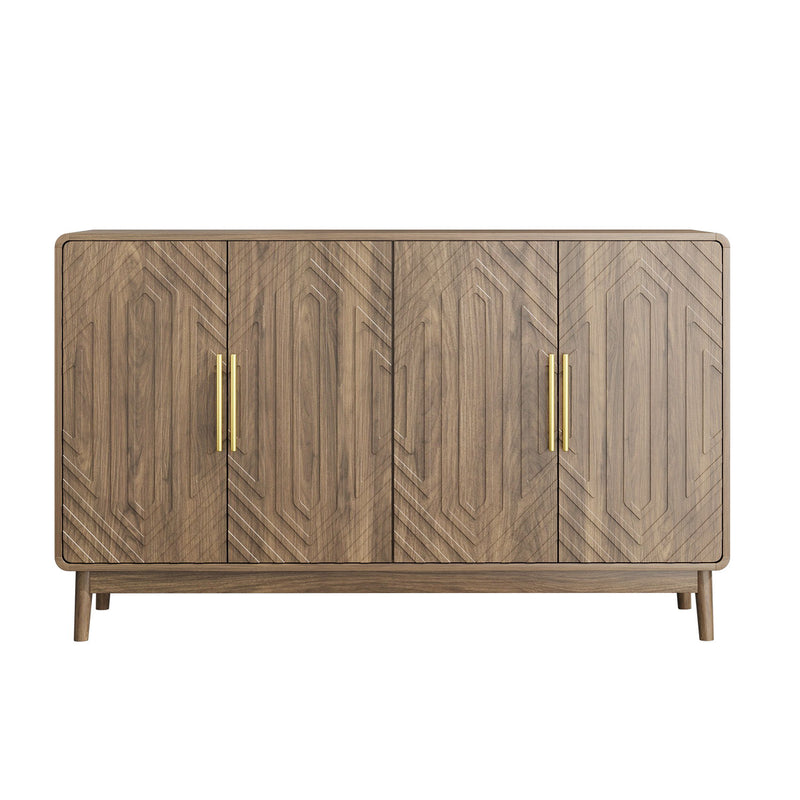 Sideboard Buffet Cabinet With Carved Doors And Adjustable Layer Board