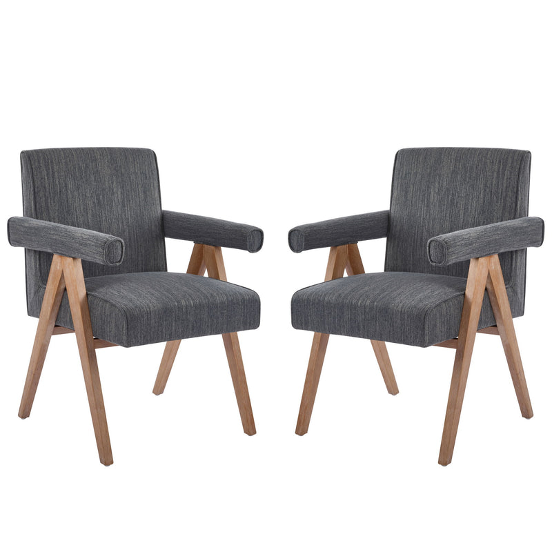 Contemporary Poppy Fabric Dining Armchair With Rubberwood Legs