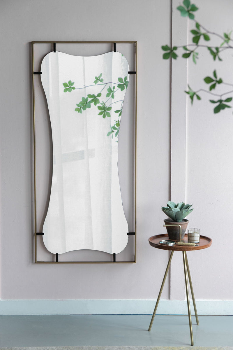 Poppy Mirror With Metal Frame Contemporary Design For Bathroom, Entryway Wall Decor