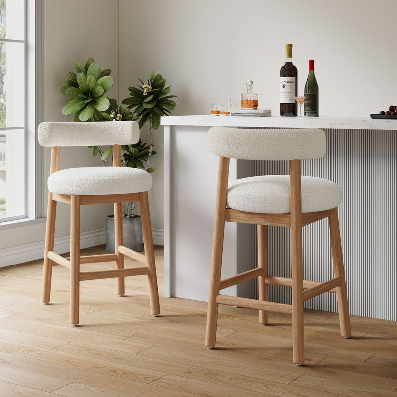 Counter Stool For Kitchen, Dining & Cafe (Set of 2) - Natural / Beige