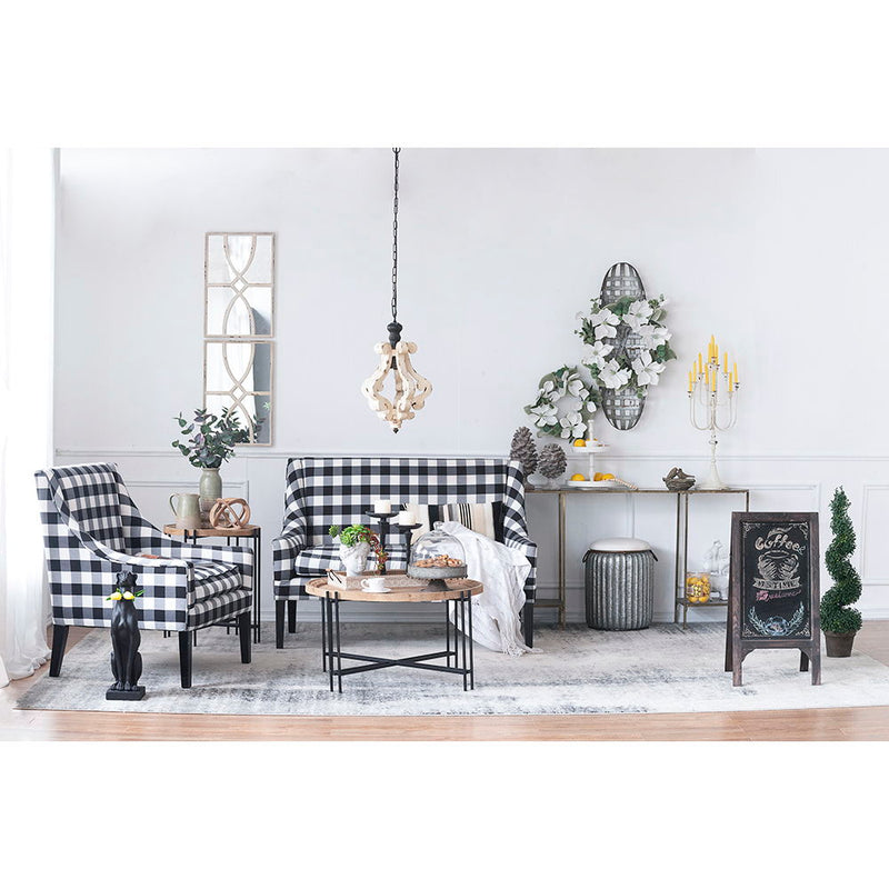 Farmhouse Chandeliar Distressed Pendant French Country Wood Chandelier For Living Room Foyer, Bulb Not Included - Antique Cream