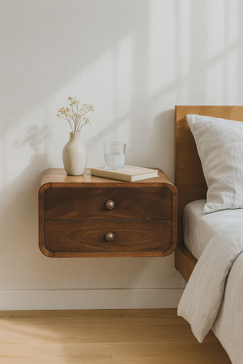 Curved Wall Mounted Bedside Nightstand