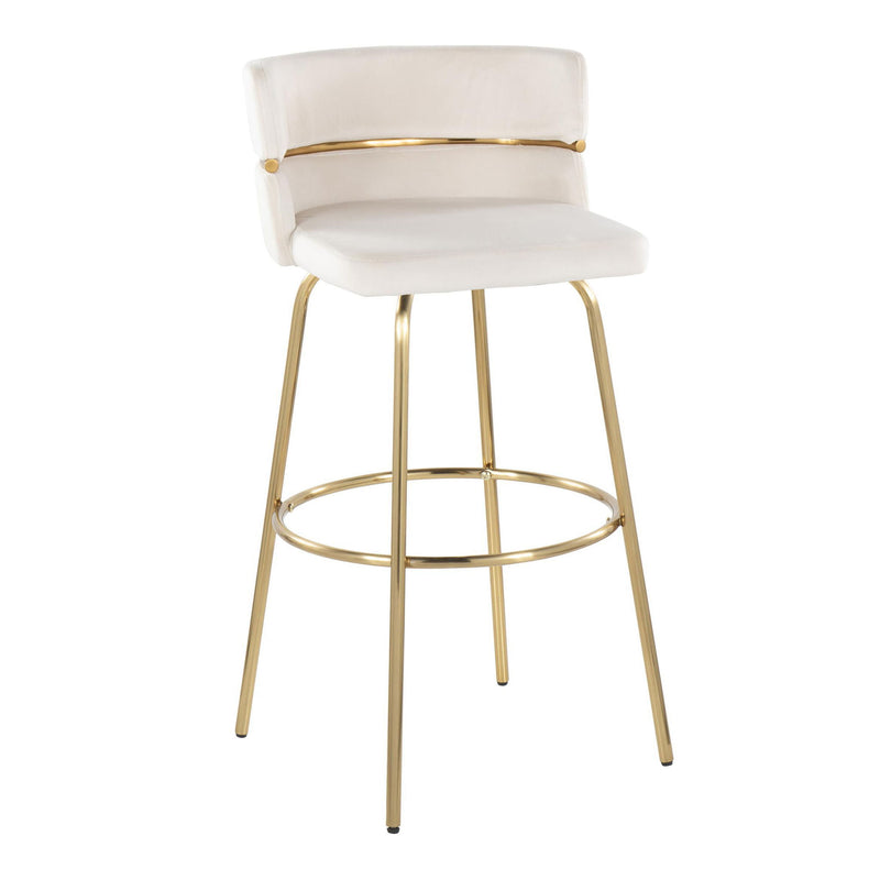 Cinch - Glam / Art Deco Fixed Height Barstool With Swivel With Round Footrest (Set of 2)