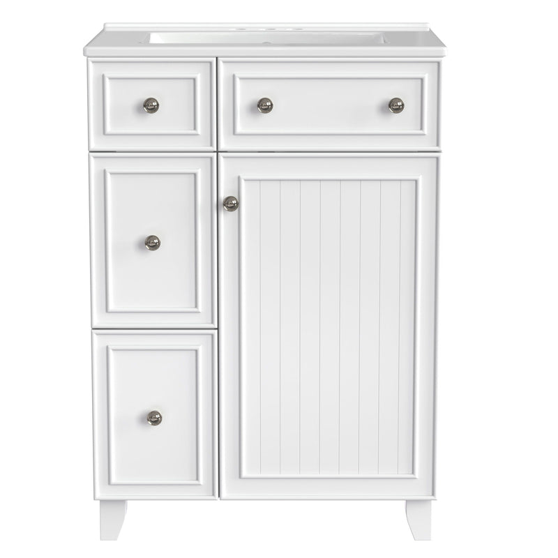 Transitional Style Bathroom Vanity Cabinet With Ceramic Sink