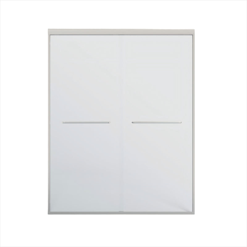 Double Sliding Shower Door, Semi-Frameless Bypass Bathroom Sliding Door With 1/4" (6 Mm) Tempered Glass For Walk-In Shower