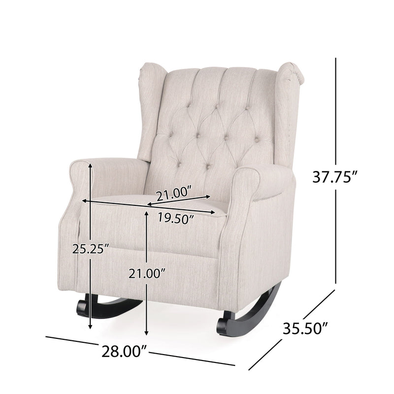 Sheila - Contemporary Fabric Tufted Wingback Rocking Chair