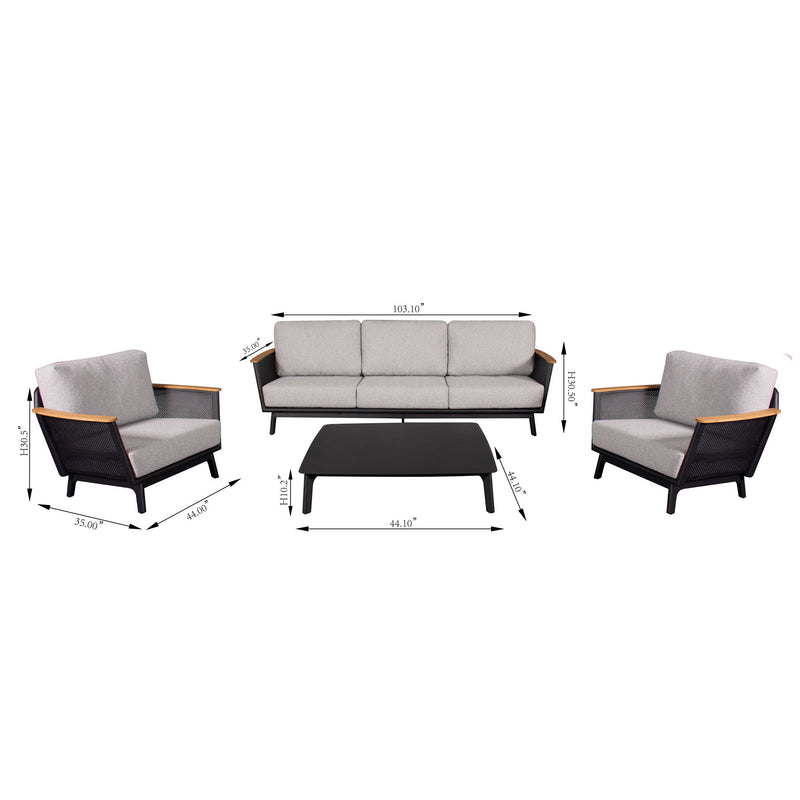 Sofa Set With Armrests - Black