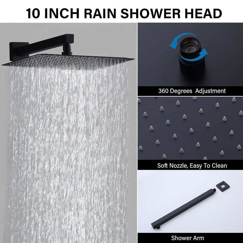 Modern 10" Wall Mounted Rainfall Shower Head System