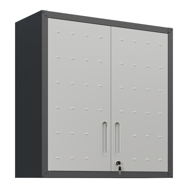 Metal Wall Mounted Tool Storage Cabinet With 2 Locking Doors, Adjustable Shelf, And Drawer