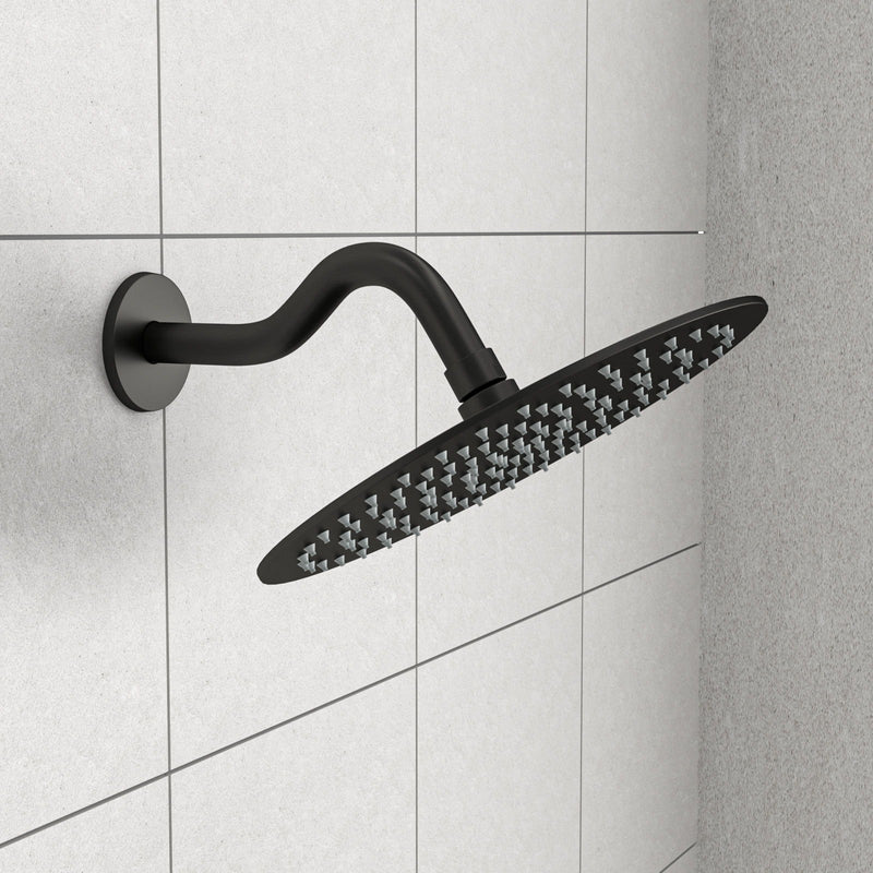 8" Shower Arm With Flange, Adjustable Angles - Matte Black