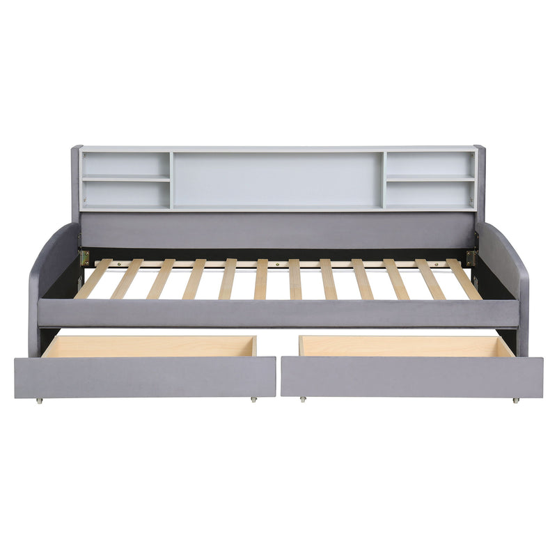 Luxurious Upholstered Platform Bed With Storage Drawers