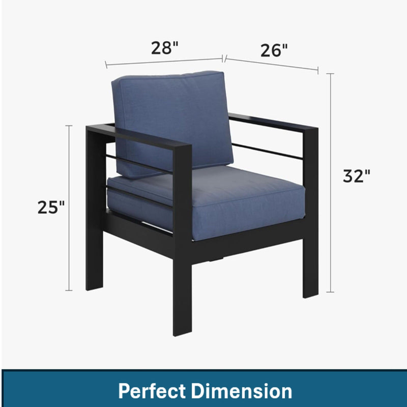 Modern All-Weather Patio Armchairs With Thick Cushions (Set of 2)
