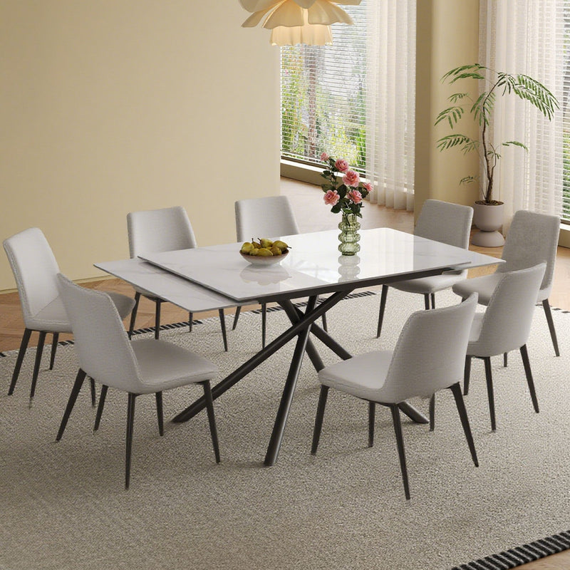 Retractable Sintered Stone Dining Table Set With Chairs